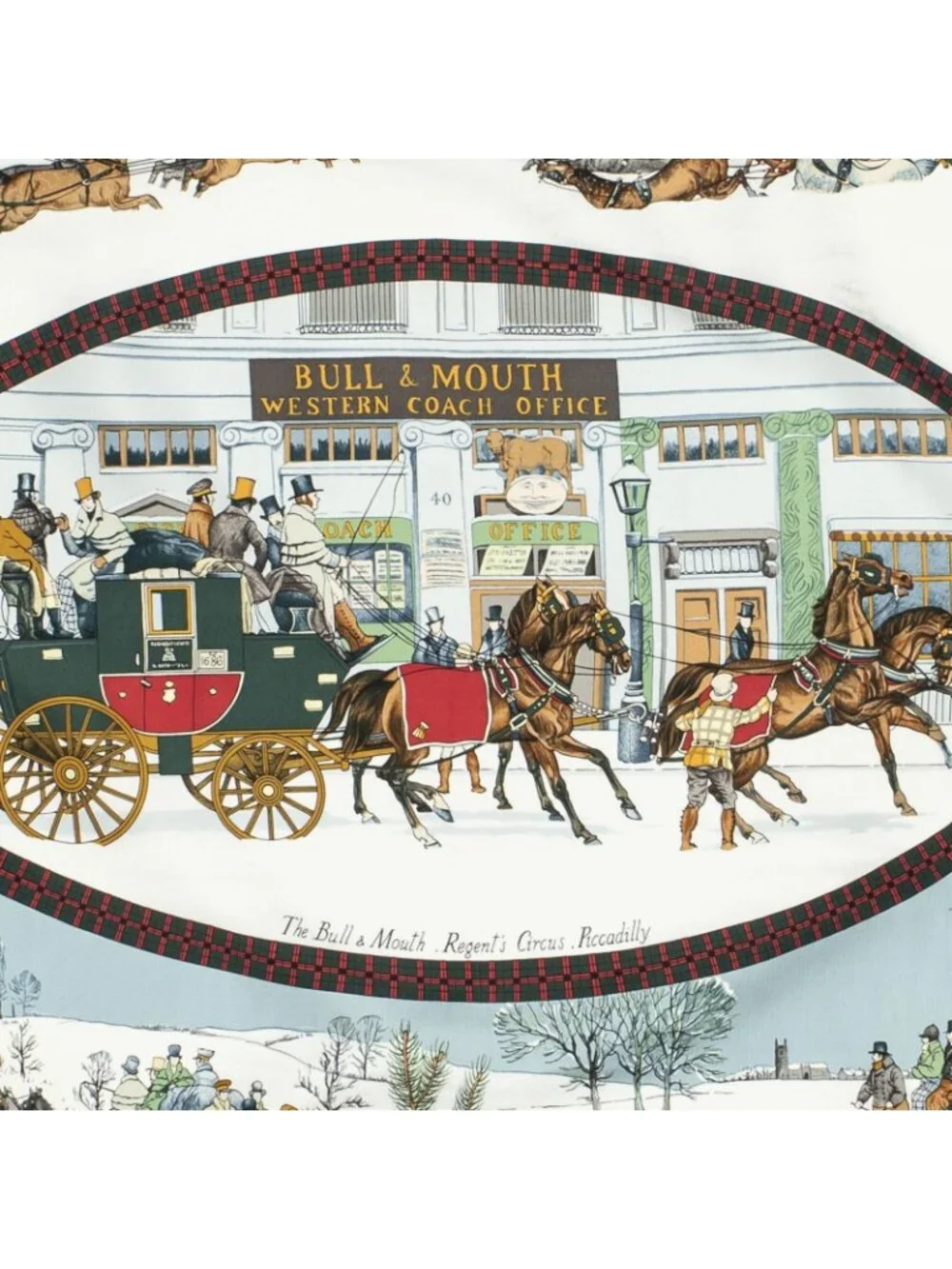 ★SOLD★ Hermes Scarf Red Ivory Green Silk - Picture 3 of 5